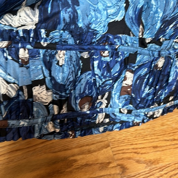 Plenty Frock! By Tracy Reese Blue & Cream Sheath Dress with Ruffle hem - Small - Picture 3 of 7